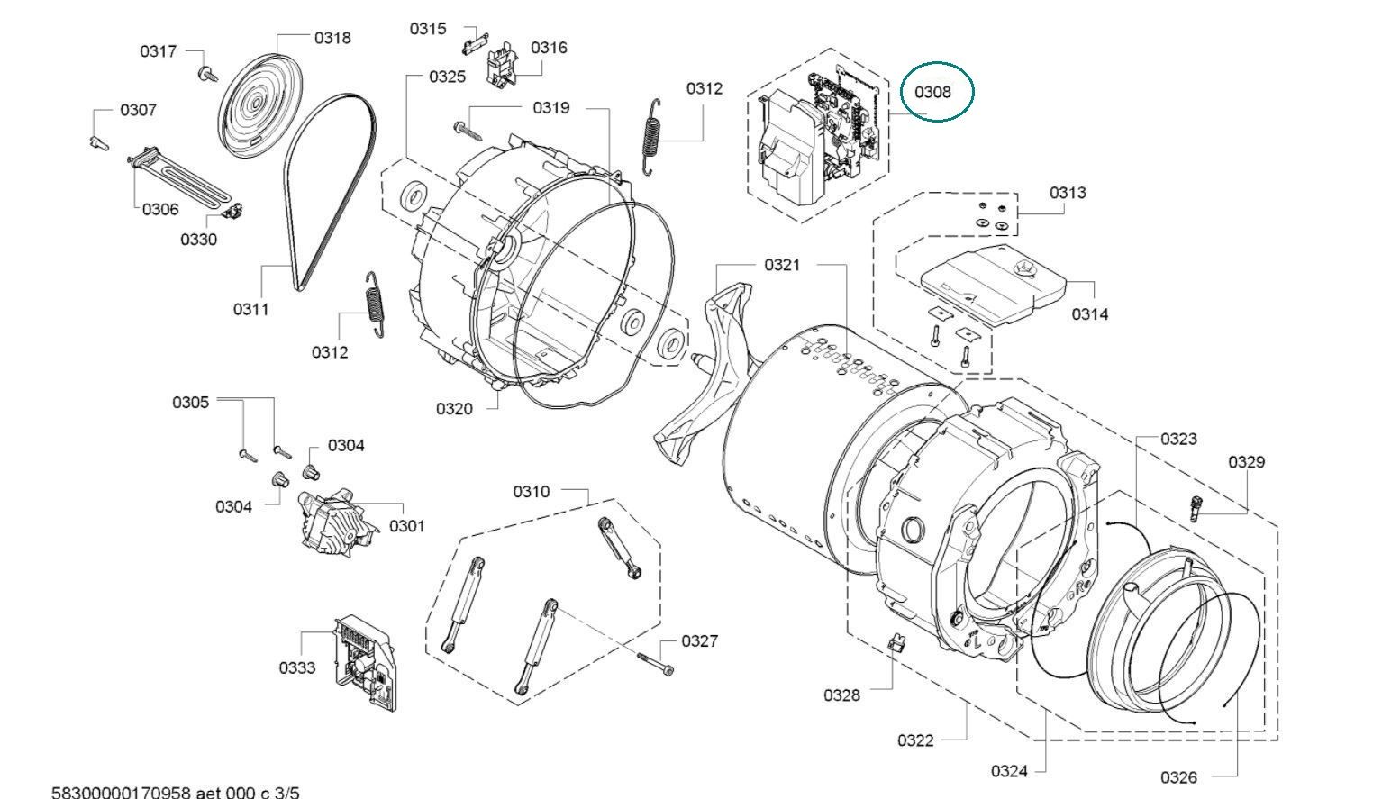Programmed Power Module for Bosch Siemens Washing Machines - Part. nr. BSH 00746206 BSH - Bosch / Siemens